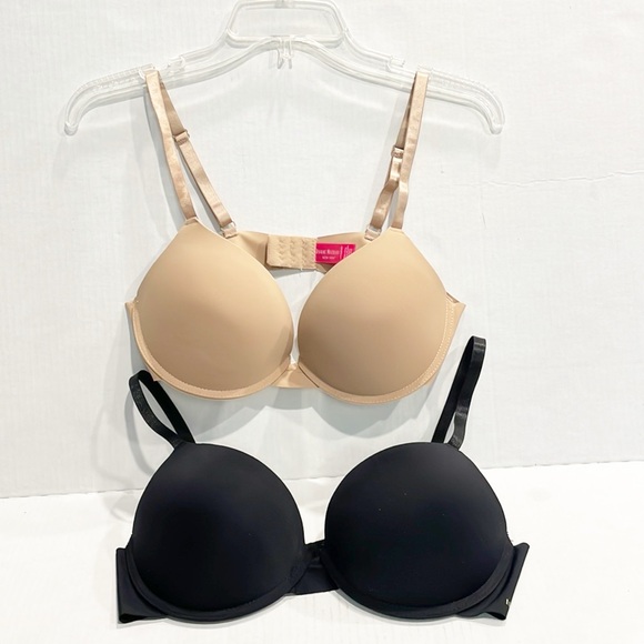 Isaac Mizrahi New York black / nude pushup bras set of 2 Sz.38C Minimalist‎ Plus - Picture 1 of 9